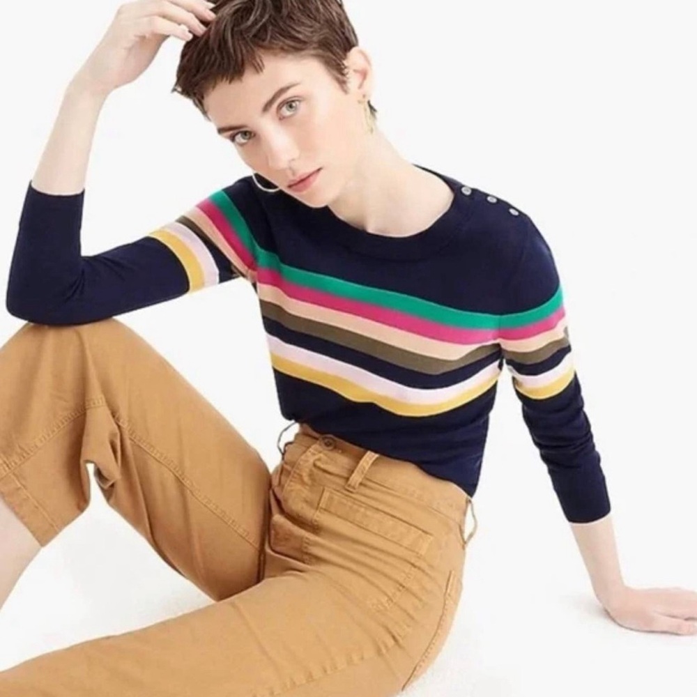 J. Crew Tippi  MultiStripe Merino Sweater- S